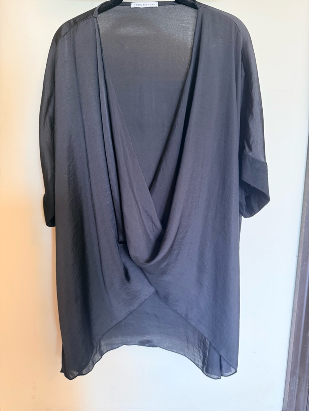 Robin Piccone Black Draped Open-Back Tunic Top
